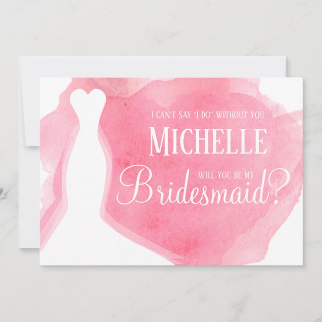 Convite Você será a minha dama de Bridesmaid? Aquarela de  (Frente)