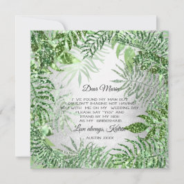 Convite Você Será Dama de Honra Brilho Tropical Verde-Ment