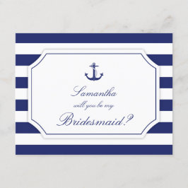 Convite Você Será Meu Azul De Âncora Náutica De Bridesmaid
