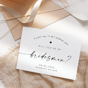 Convite Você será meu Bridesman Roteiro Moderno Elegante