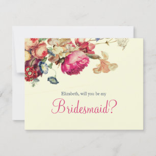 Convite Você será meu Chic Vintage Floral de Bridesmaid