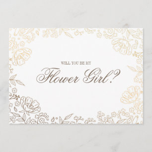 Convite Você será meu floral branco Dourado do florista