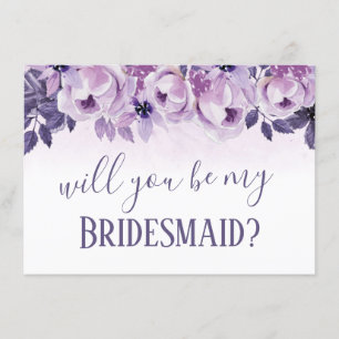 Convite Você será meu floral roxo da aguarela da dama de