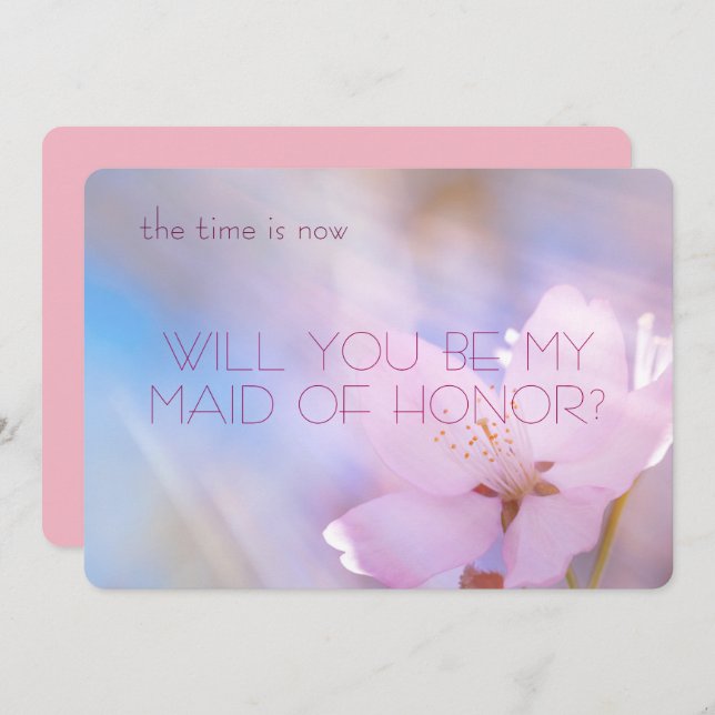 Convite Você será meu florescimento de cereja madrinha de  (Frente/Verso)