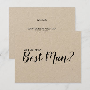 Convite Você Será Meu Melhor Homem? Papel Kraft com scri