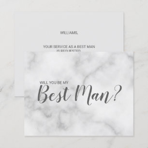 Convite Você Será Meu Melhor Homem? Script Marble Elegan