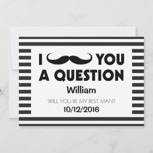 Convite Você Será Meu Padrinho Bigode Listras Pretas