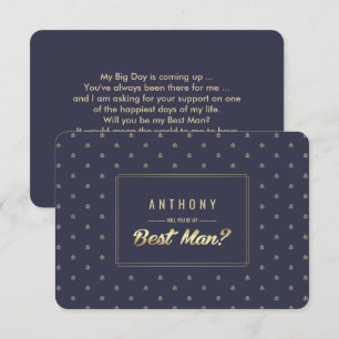 Convite Você será meu padrinho? Casamento Navy Blue Gold