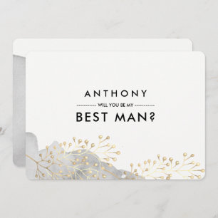 Convite Você será meu padrinho? Cinza Watercolor