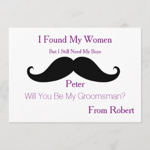 Convite Você Será Meu Padrinho de casamento Bigode Negro?