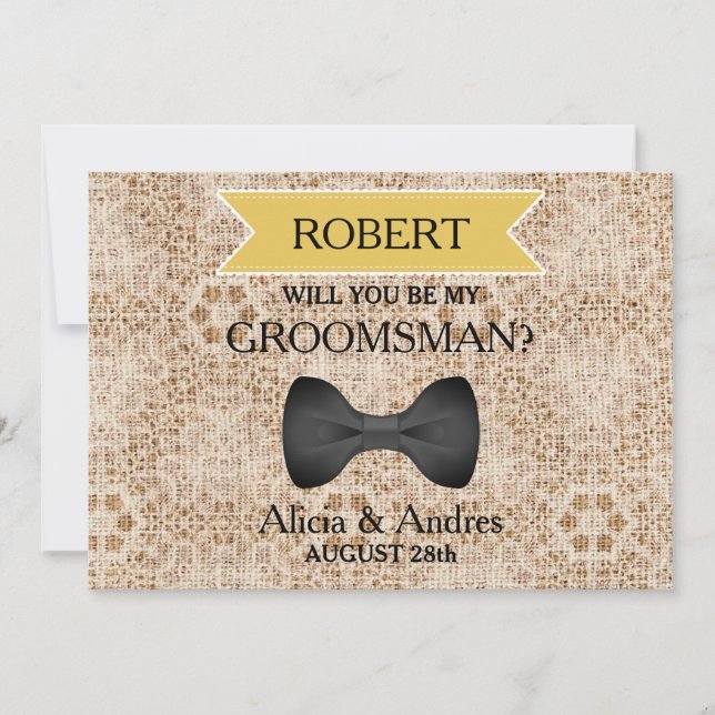 Convite Você será meu Padrinho de casamento com Arco? (Frente)