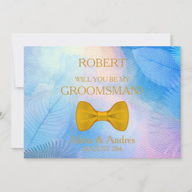 Convite Você será meu Padrinho de casamento com o Dourado  (Frente)