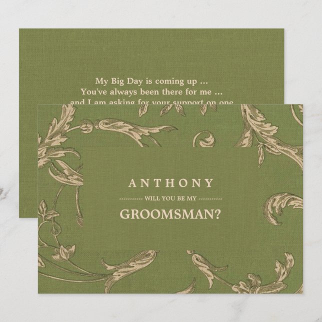 Convite Você será meu Padrinho de casamento? Padrão de Vin (Frente/Verso)