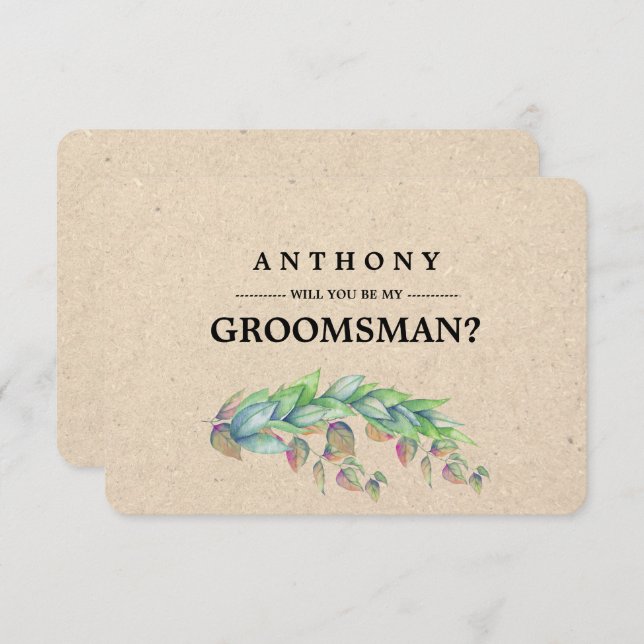 Convite Você será meu Padrinho de casamento? Papel Kraft B (Frente/Verso)