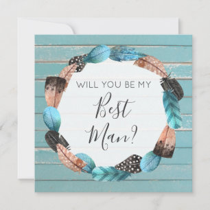 Convite Você Será Meu Padrinho de Casamento Rústico Boho P