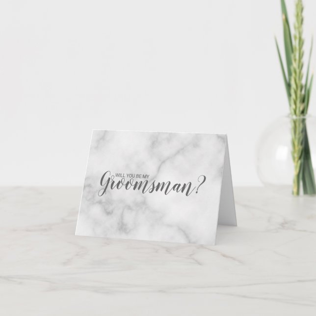 Convite Você Será Meu Padrinho de casamento? Script Marble (Frente)
