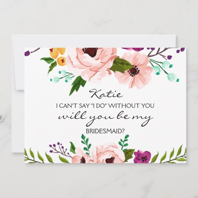 Convite Você Será Minha Bridesmaid Floral? (Frente)