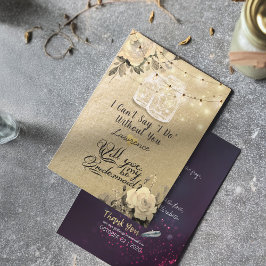 Convite Você Será Minha Bridesmaid Floral Mason Jar Lights