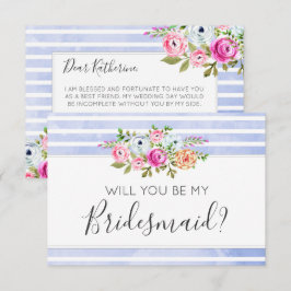 Convite Você Será Minha Bridesmaid Moderna Floral Strips?