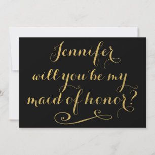 Convite Você será minha caligrafia do ouro da madrinha de