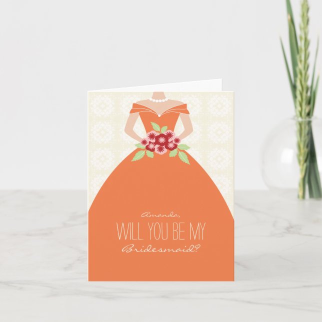 Convite Você Será Minha Carta De Bridesmaid (laranja)? (Frente)