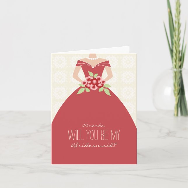 Convite Você Será Minha Carta De Bridesmaid (Maroon)? (Frente)