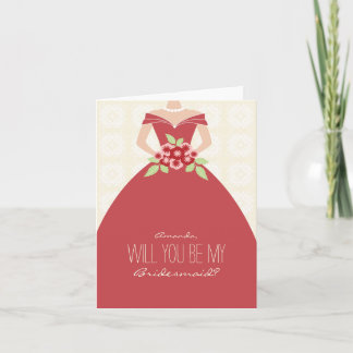 Convite Você Será Minha Carta De Bridesmaid (Maroon)?
