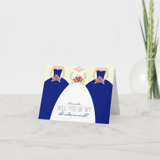 Convite Você será minha carta de madrinha (azul real)