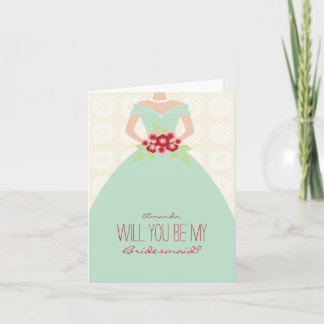 Convite Você será minha carta de madrinha (verde-menta)?