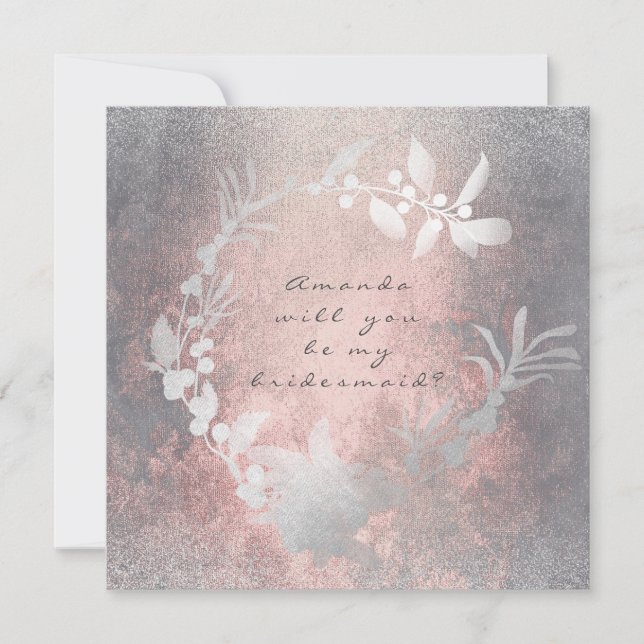 Convite Você Será Minha Cinza De Bridesmaid Pink Grungy Wr (Frente)
