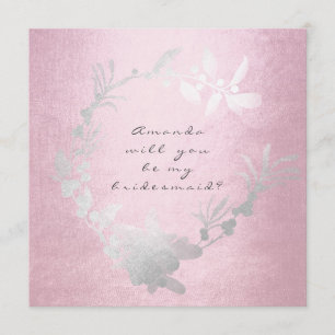 Convite Você Será Minha Cinza De Bridesmaid Rosa Wreath
