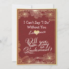 Convite Você Será Minha Colega De Bridesmaid Elegante Red