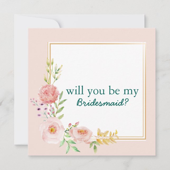 Convite Você Será Minha Colorida De Bridesmaid Padrão Flor (Frente)