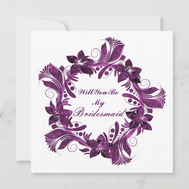 Convite Você Será Minha Colorida De Bridesmaid Padrão Flor (Frente)