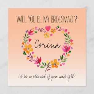 Convite Você Será Minha Coração das Flores das Bridesmaid