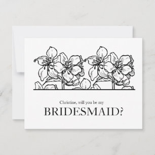 Convite Você será minha dama de Bridesmaid Black and White