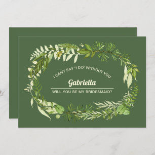 Convite Você será minha dama de Bridesmaid? Botânica Verde