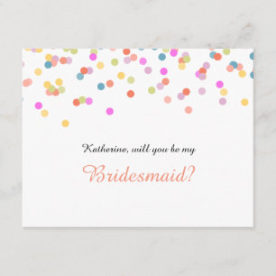 Convite Você será minha dama de Bridesmaid Festiva Confett