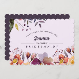 Convite Você será minha dama de Bridesmaid? Flores de outo