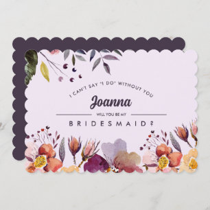 Convite Você será minha dama de Bridesmaid? Flores de outo