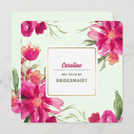 Convite Você será minha dama de Bridesmaid? Fuchsia Floral