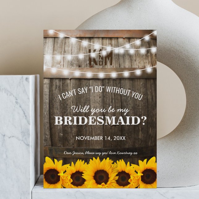 Convite Você será minha dama de Bridesmaid? | Girassol rus (Criador carregado)