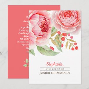Convite Você será minha dama de Bridesmaid Júnior? Cart