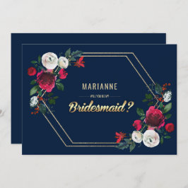Convite Você será minha dama de Bridesmaid? Marinho Blue B