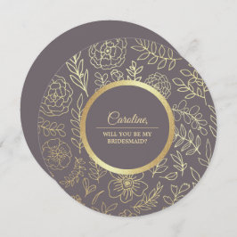 Convite Você será minha dama de Bridesmaid? Mocha Dourada