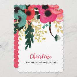 Convite Você será minha dama de Bridesmaid? Modern Floral