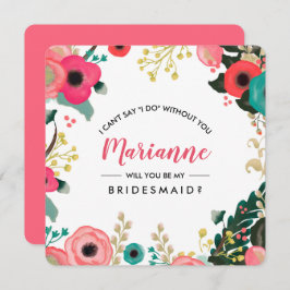 Convite Você será minha dama de Bridesmaid? Modern Floral