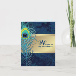 Convite Você será minha dama de Bridesmaid? Peacock Feathe