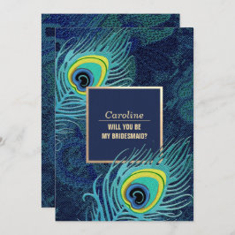 Convite Você será minha dama de Bridesmaid? Peacock Feathe