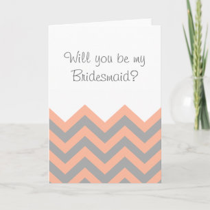 Convite Você será minha dama de Bridesmaid? Pêssego e Cinz